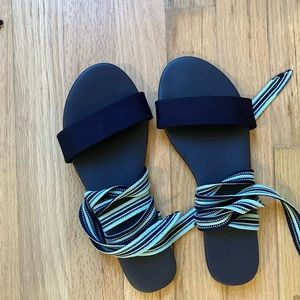 Rothy’s navy wrap sandals